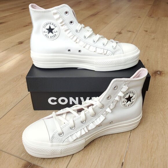 Converse CTAS LIFT HI Ruffle Platform High Top White Leather Womens A13388C New - Picture 2 of 12